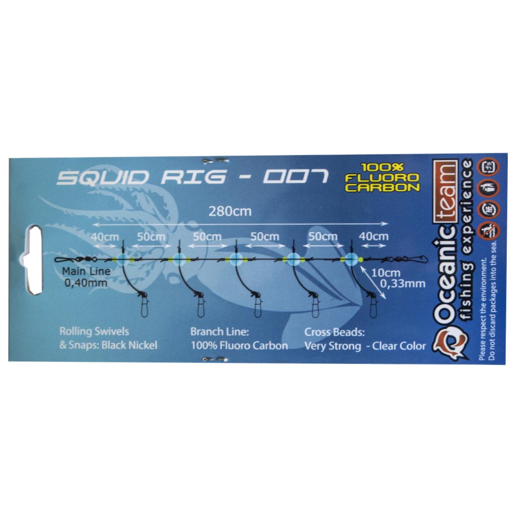 oceanic team amica squid rig 5pcs Έτοιμη Αρματωσιά για Καλαμαριέρες 5pcs