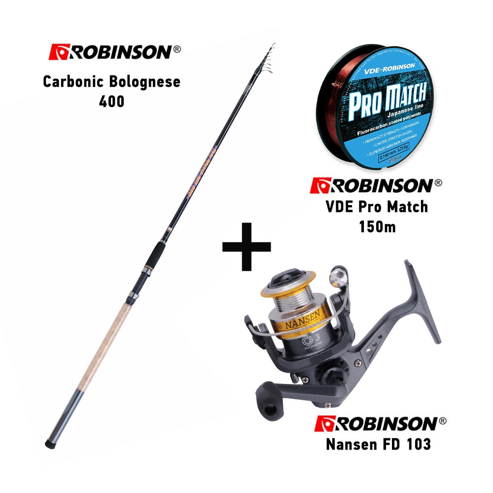 combo match robinson carbonic bolognese 400 + robinson nansen fd 103 + robinson pro match 150m