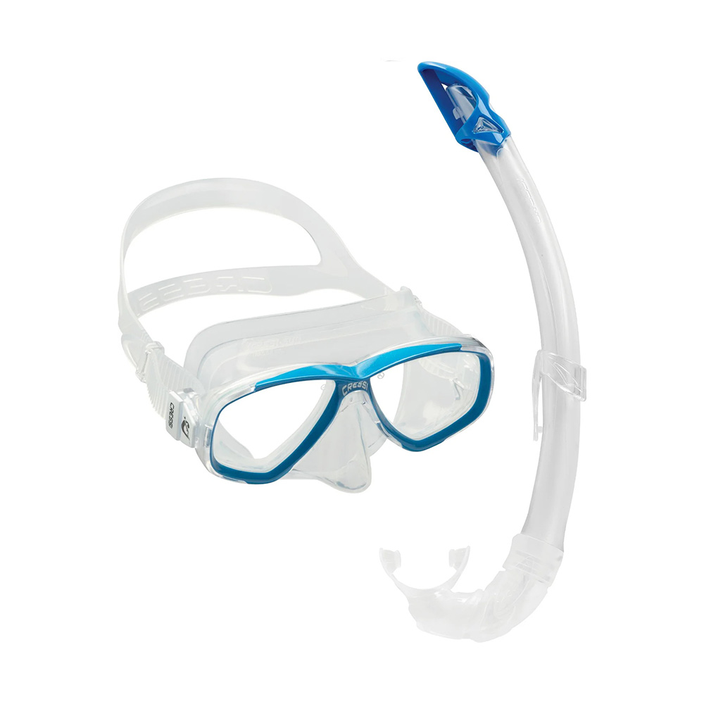 cressi set perla silicone mask + mexico snorkel clear/blue Μάσκα + Αναπνευστήρας
