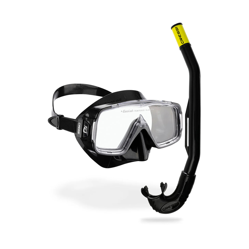 cressi sirena + island 2.0 combo black/black Σετ Μάσκα και Αναπνευστήρας