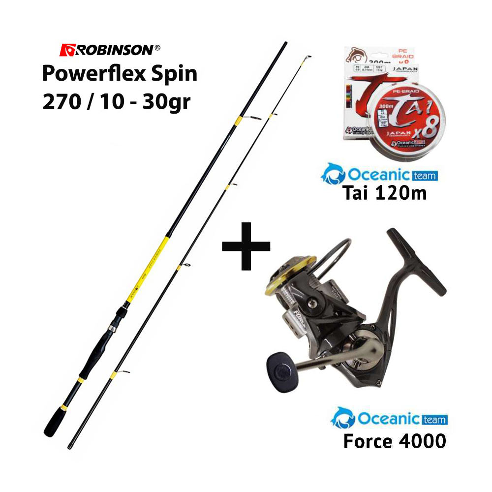 combo spinning robinson powerflex 270 10 30 + oceanic team force 4000 + nήμα oceanic team tai 120m