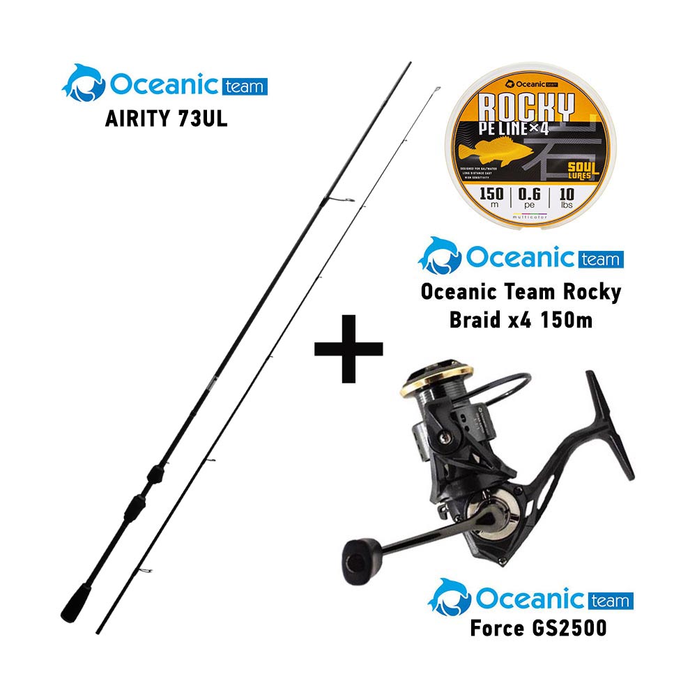 combo lrf oceanic team airity 73ul + ryobi virtus 1000 + oceanic team rocky braid x8 150m