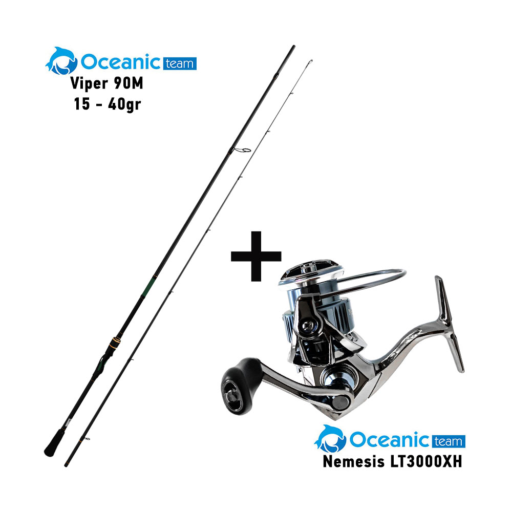 combo spinning oceanic team viper 90m / 15 40gr + oceanic team nemesis lt3000xh